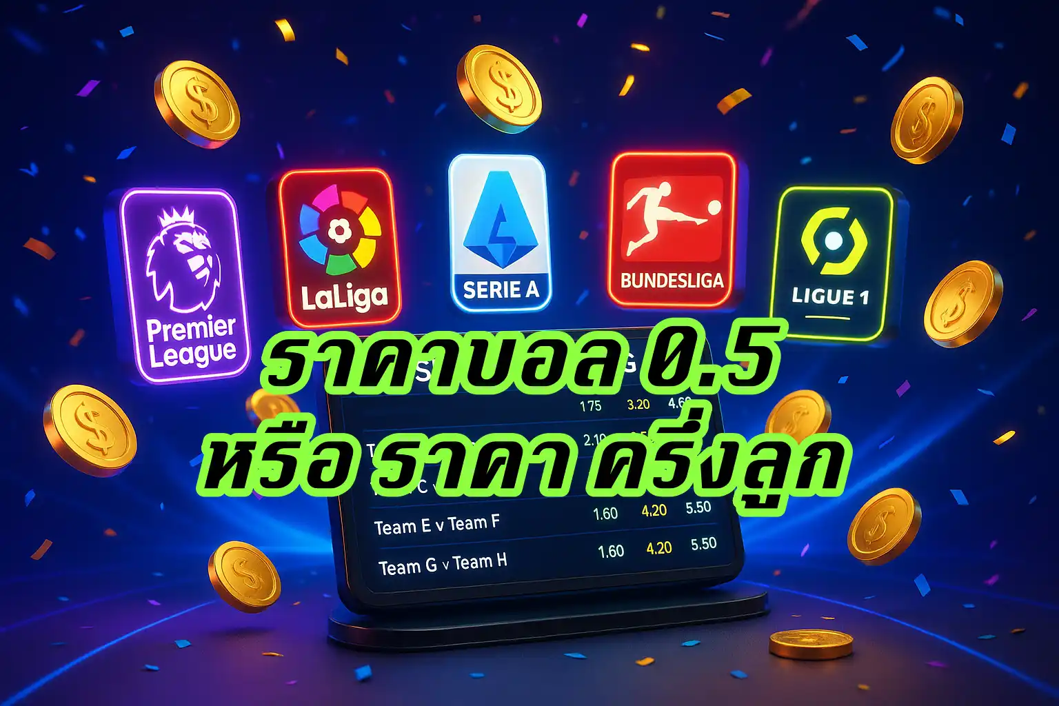 ภาพอธิบายราคาบอล 0.5 ครึ่งลูก