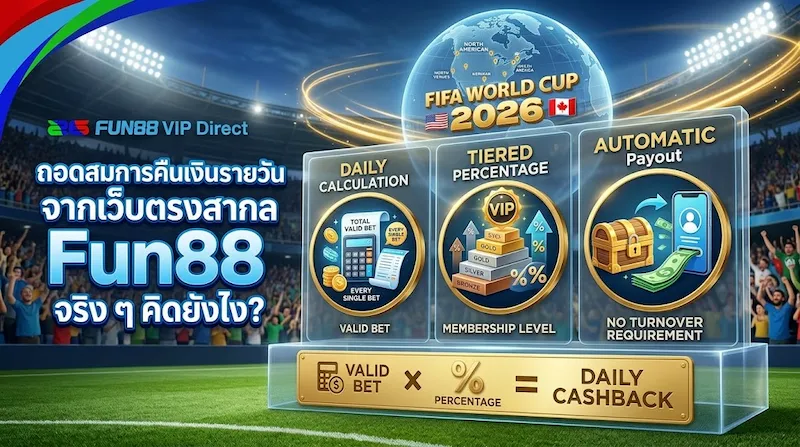 สมาชิก VIP เว็บตรง ไม่ผ่านเอเย่นต์ ได้เปอร์เซ็นต์คืนเงินรายวันสูงกว่า